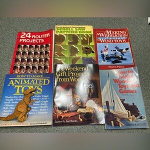 Vintage Wooden Toy & Woodworking Book Lot Scroll Saw Router DIY 6pc